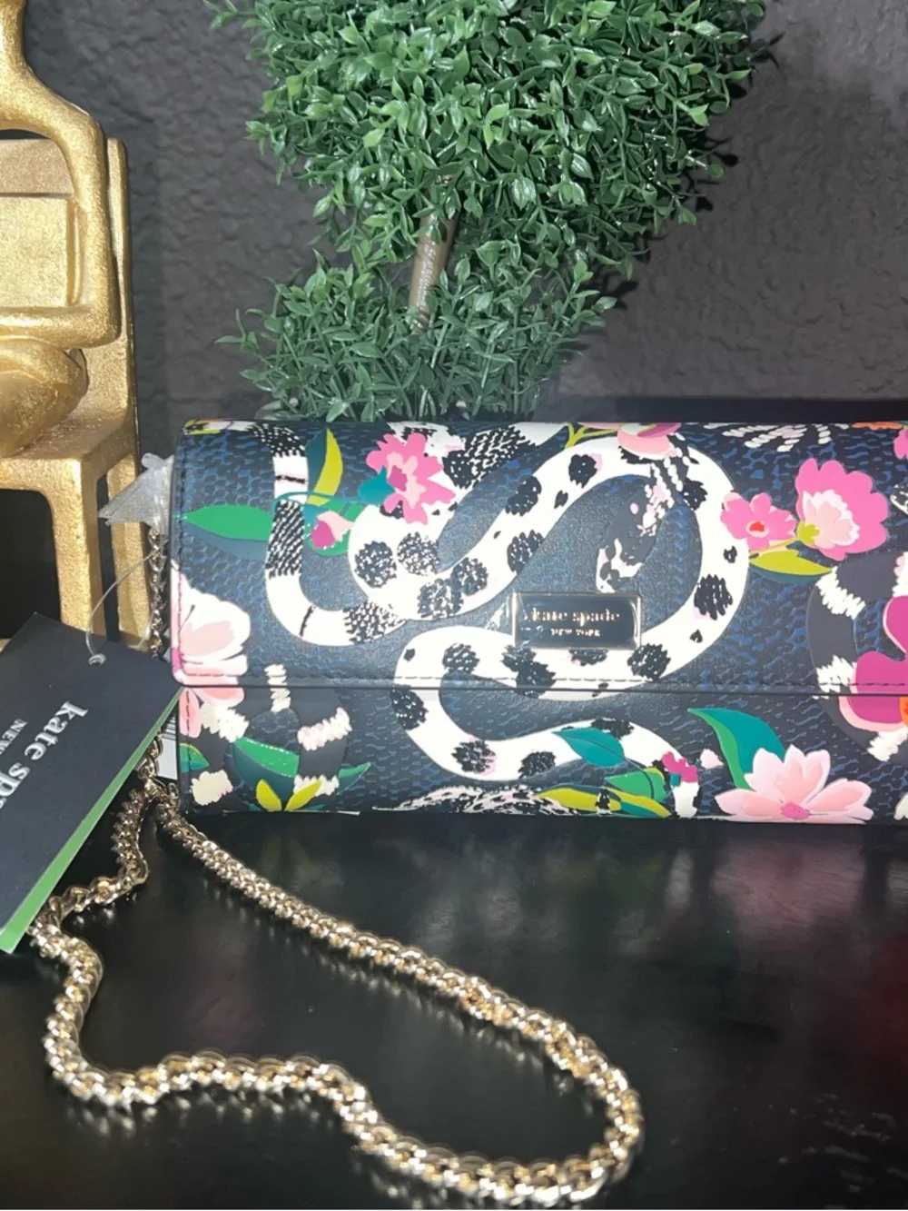 KATE SPADE Sammy Snake Flap Chain Crossbody Bag